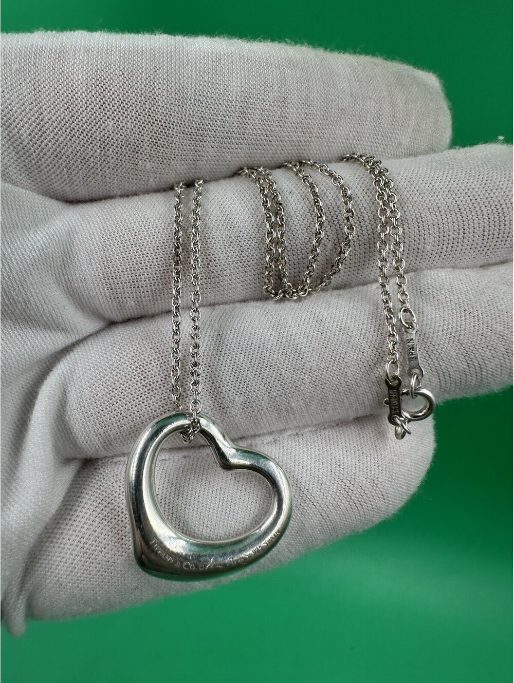 Vintage Tiffany & Co. Elsa Peretti Open Heart Pendant Necklace Sterling 925 16”